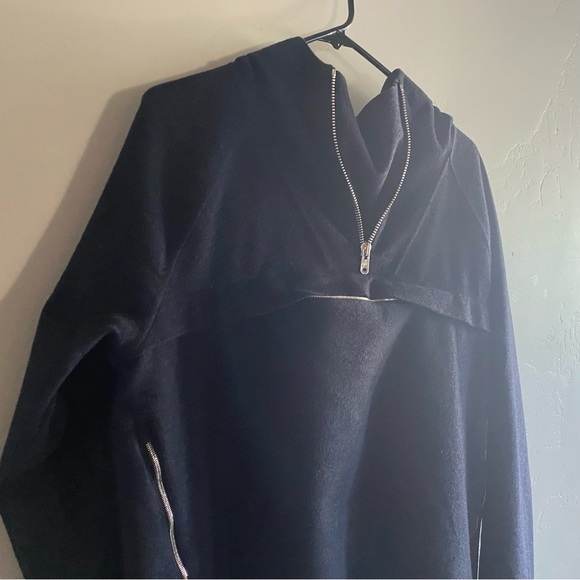 Norse Projects navy waterproof wool hoodie anorak 36 unisex kangaroo pocket - Picture 2 of 6